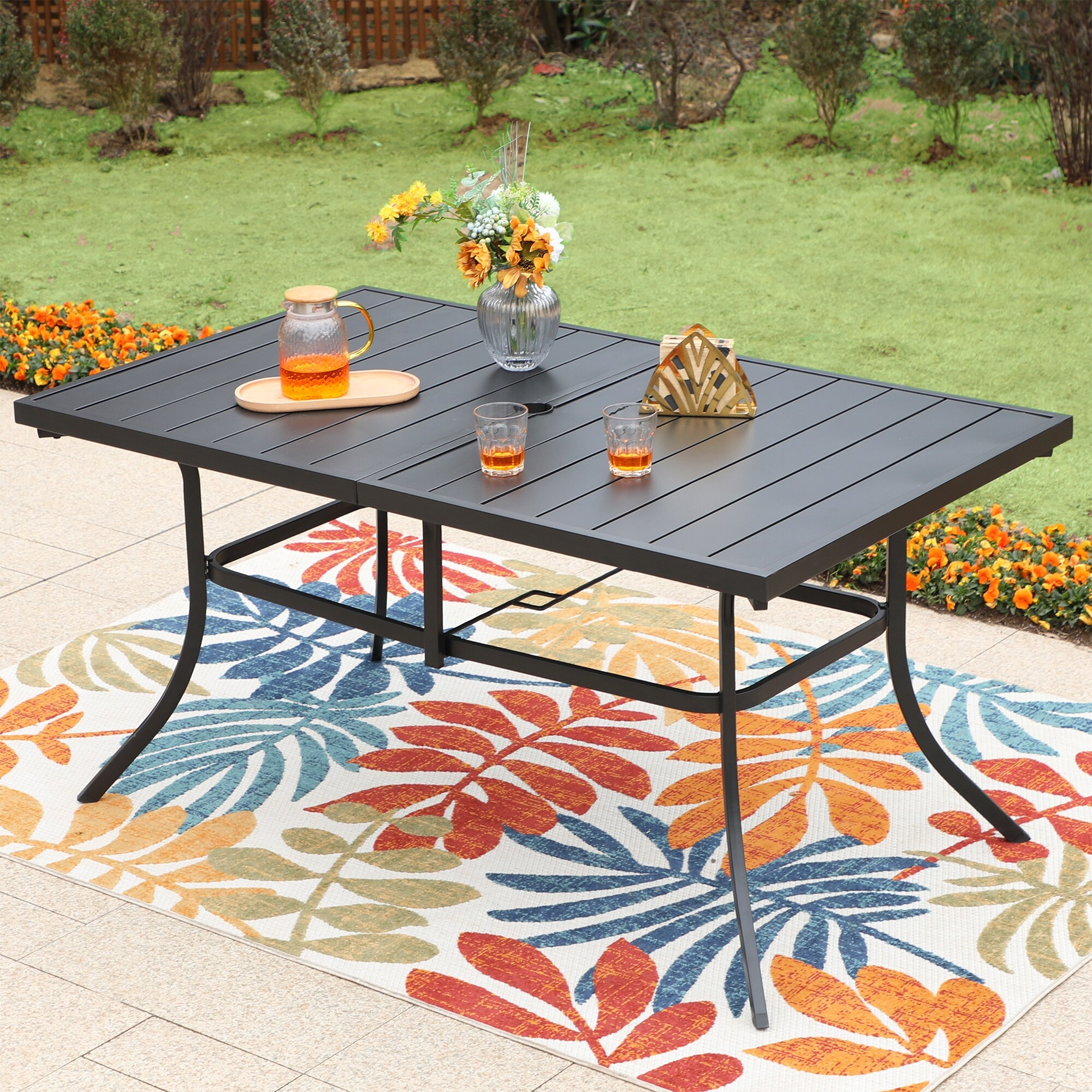Metal garden table rectangular outlet