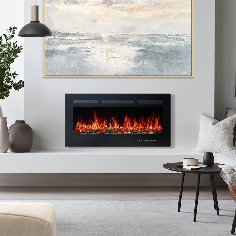 Electric Fireplace Recessed and Wall Mounted Fire Places with Remote Control, Touch Screen - 36 inch