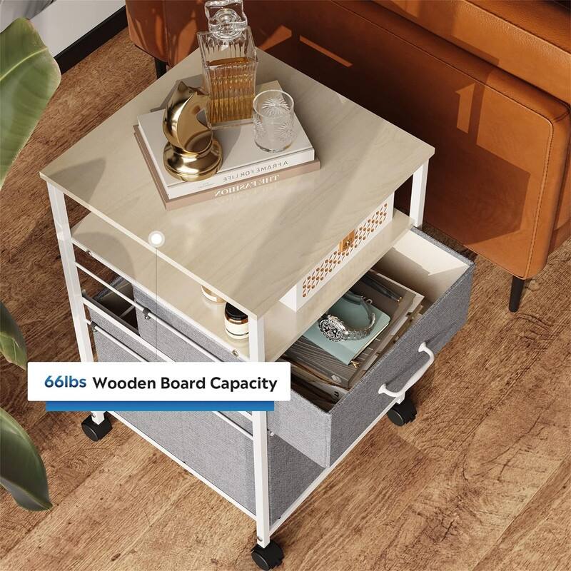 2 Drawer Mobile File Cabinet - 15.7"D x 15.4"W x 26.8"H