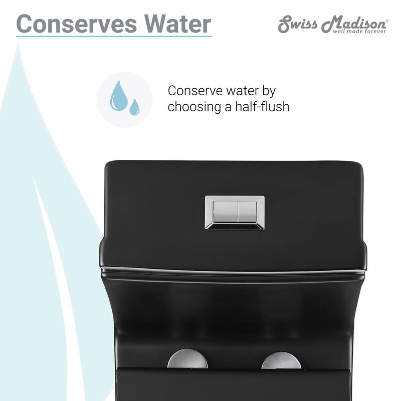 Concorde One Piece Square Toilet Dual Flush, Black Hardware 1.1/1.6 gpf