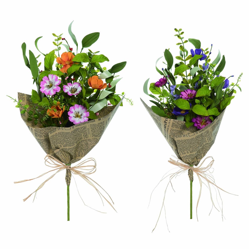 Transpac Bright Flowers Bouquet Set of 2 Spring Home Decorations - Multi