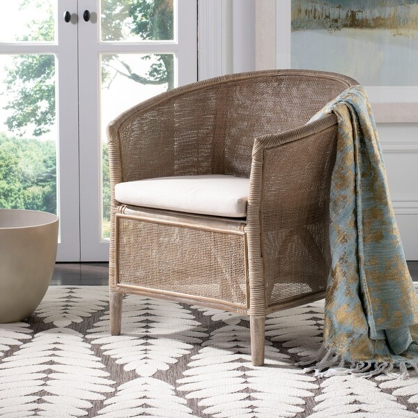 SAFAVIEH Alexana Rattan Armchair White Washed 31.5