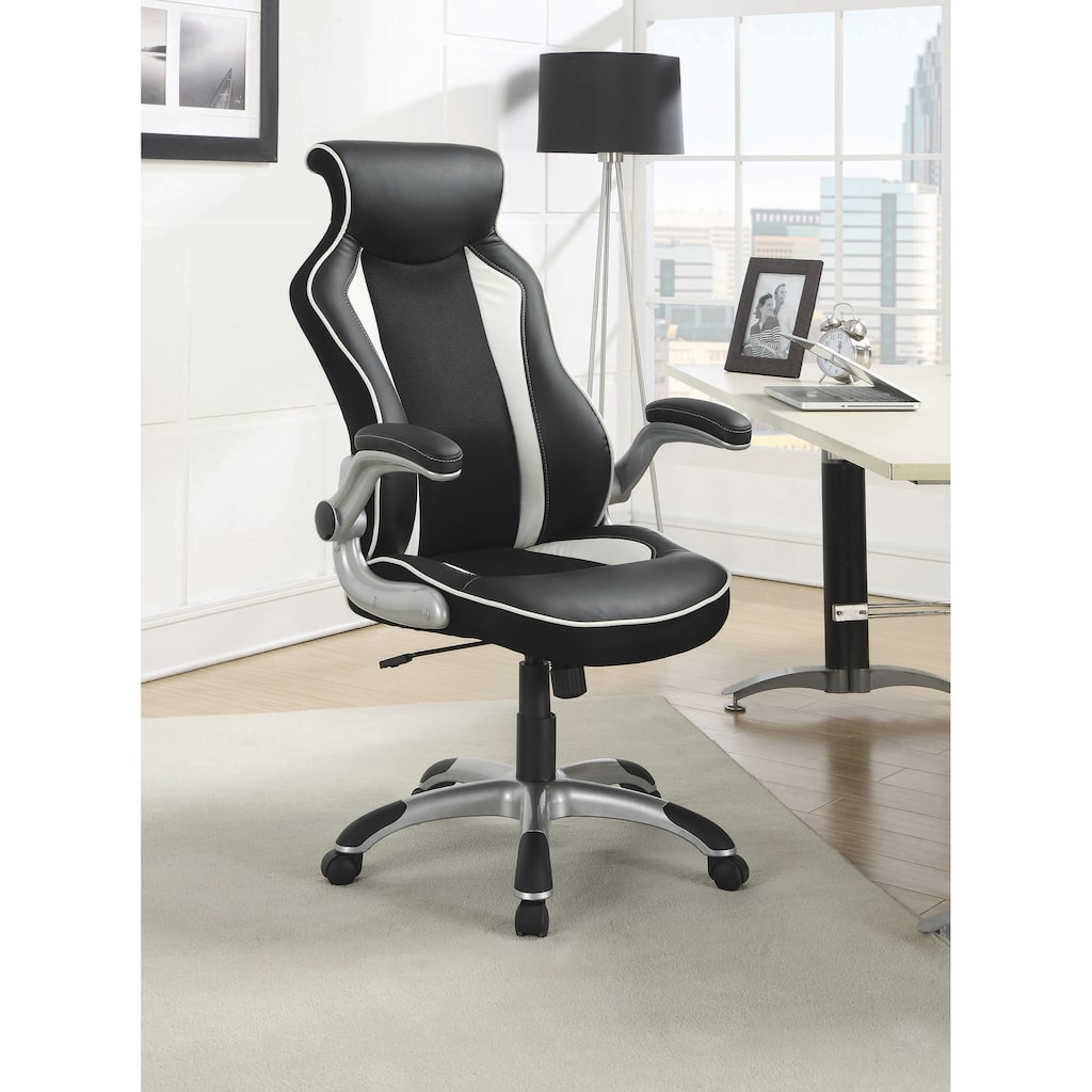 Mallory Black and Silver Adjustable Height Office Chair