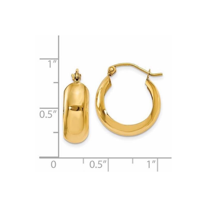 Curata 14k Yellow Gold Polished 18x7mm Wedding Band Hoop Earrings