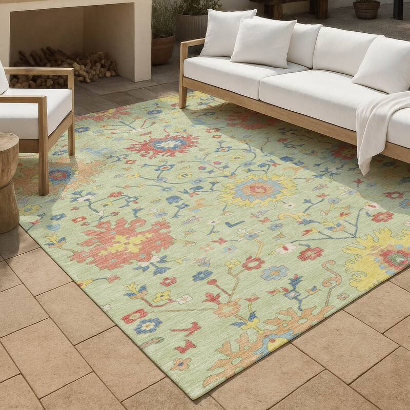 Machine Washable Indoor/ Outdoor Global Dillon Chantille Rug - Mint - 9' x 12'