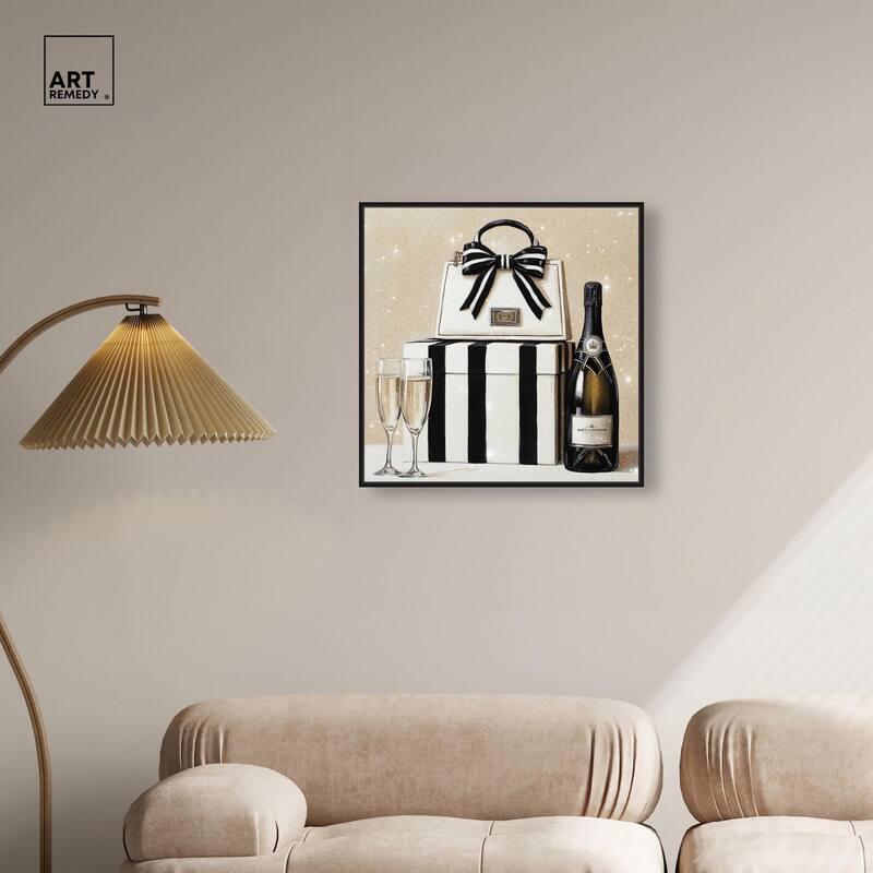 Black and White Striped Glam Canvas by Art Remedy