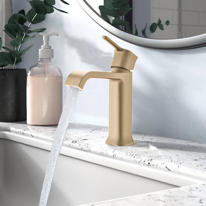 Bathroom Single Handle Faucet Pop Up Drain Gold