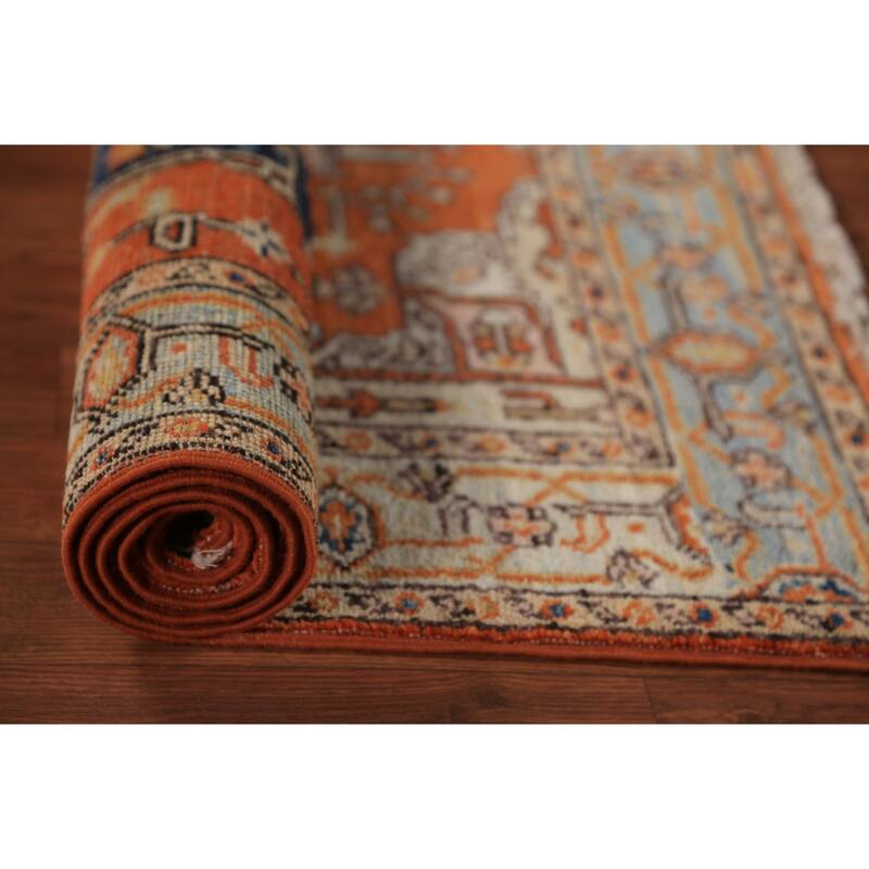 Vegetable Dye Medallion Heriz Serapi Oriental Rug Handmade Wool Carpet - 3'1"x 4'6"