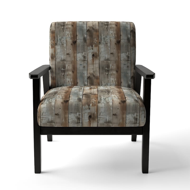 Designart "Rustic Farmhouse Wooden Planks I" Upholstered Abstract Accent Chair - Vintage Side Chair in Multiple Color