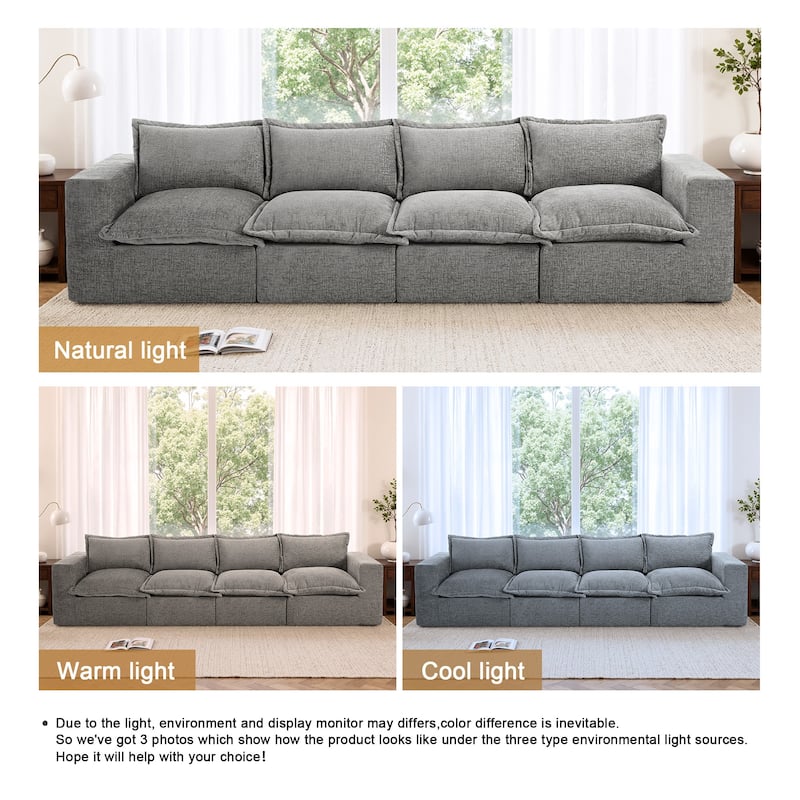 No Assembly Chenille Modular Sectional Sofa Comfy Cloud Couch
