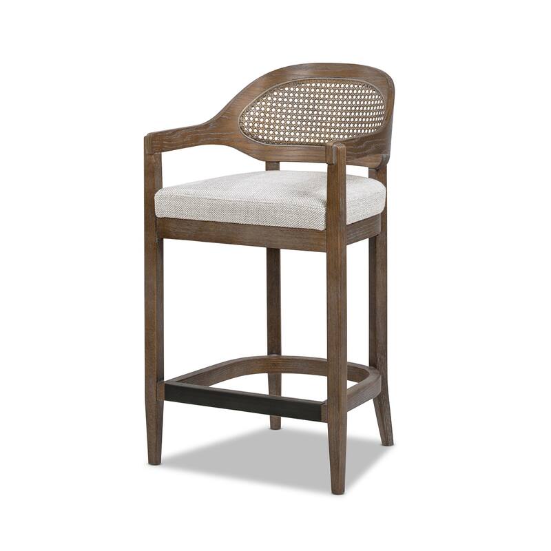 Americana Modern Cane Back Bar Stool - Counter or Bar Height - 26 or 30 Inch - Solid Oak Wood Frame - No Assembly Required