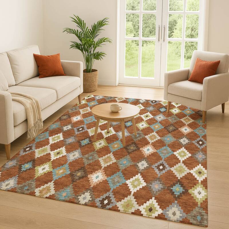 Machine Washable Indoor/ Outdoor Global Ahmet Chantille Rug