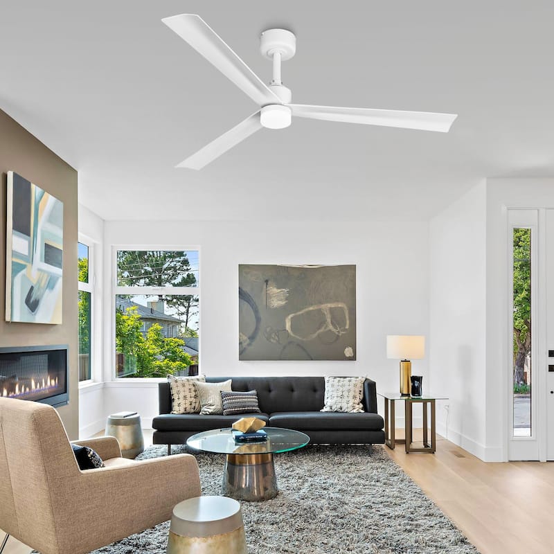50" Modern White Integrated 3 CCT LED Ceiling Fan with Light and Remote