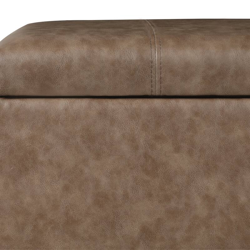 Adeco Faux Leather Storage Ottoman for Living Room Footstool