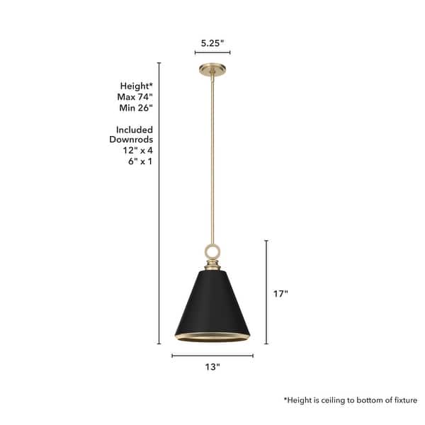dimension image slide 2 of 6, Hunter Klein Art-Deco Metal Pendant - Kitchen Island, Dining Room, Entry - Modern, Industrial