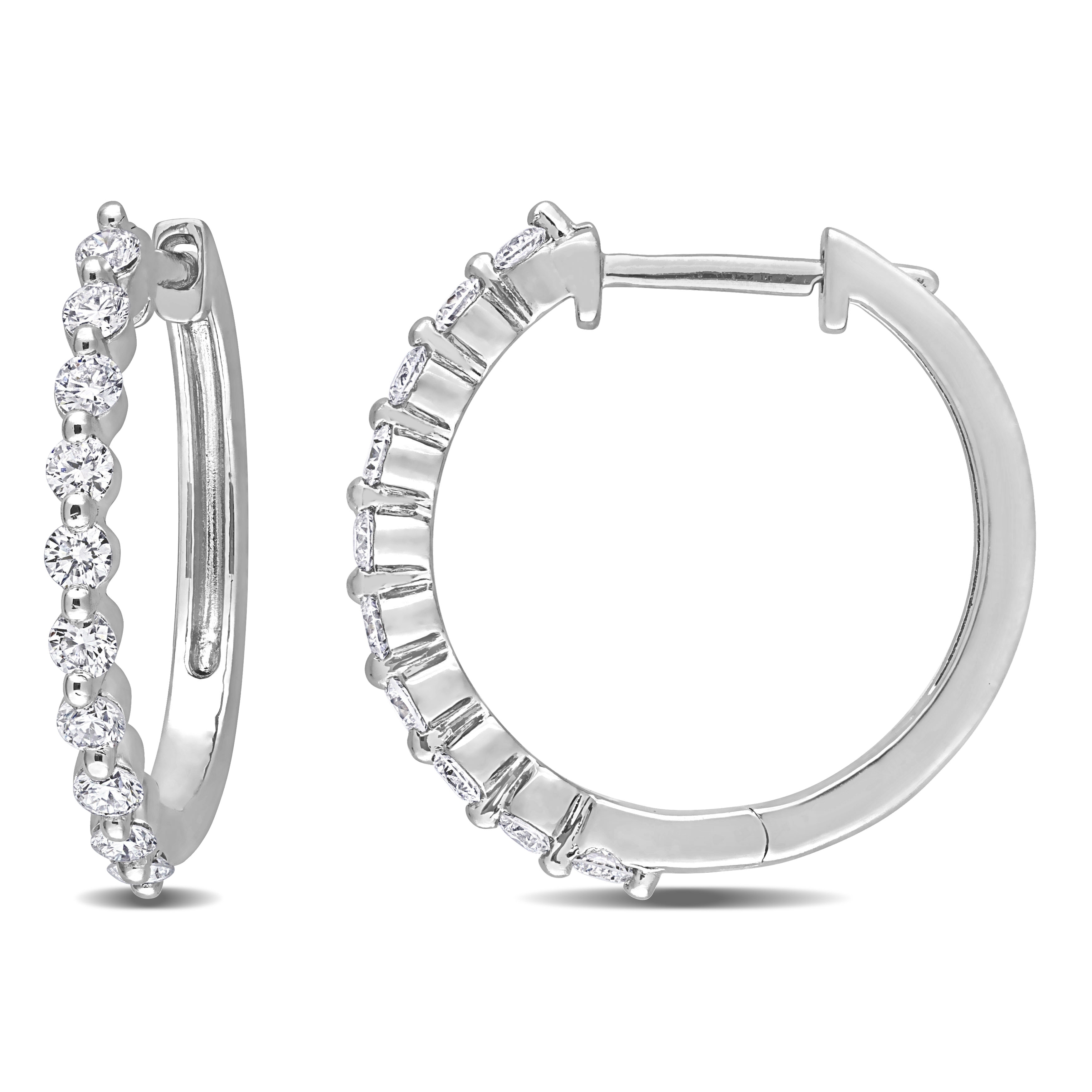 Miadora 5/8ct TDW Lab-Grown Diamond Hoop Earrings Platinum Silver