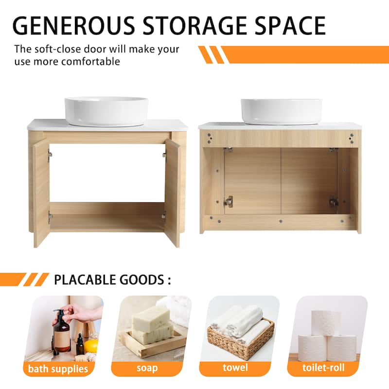 Bathroom Vanity With Sink In 24/30 Inch, Floating Bathroom Vanity With Soft Close Door