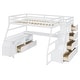preview thumbnail 37 of 44, Full Size Loft Bed with 7-Drawers, 2-Shelves, Desk, and Playhouse Design - Sturdy Pine Wood Frame with Grey Finish for Kids