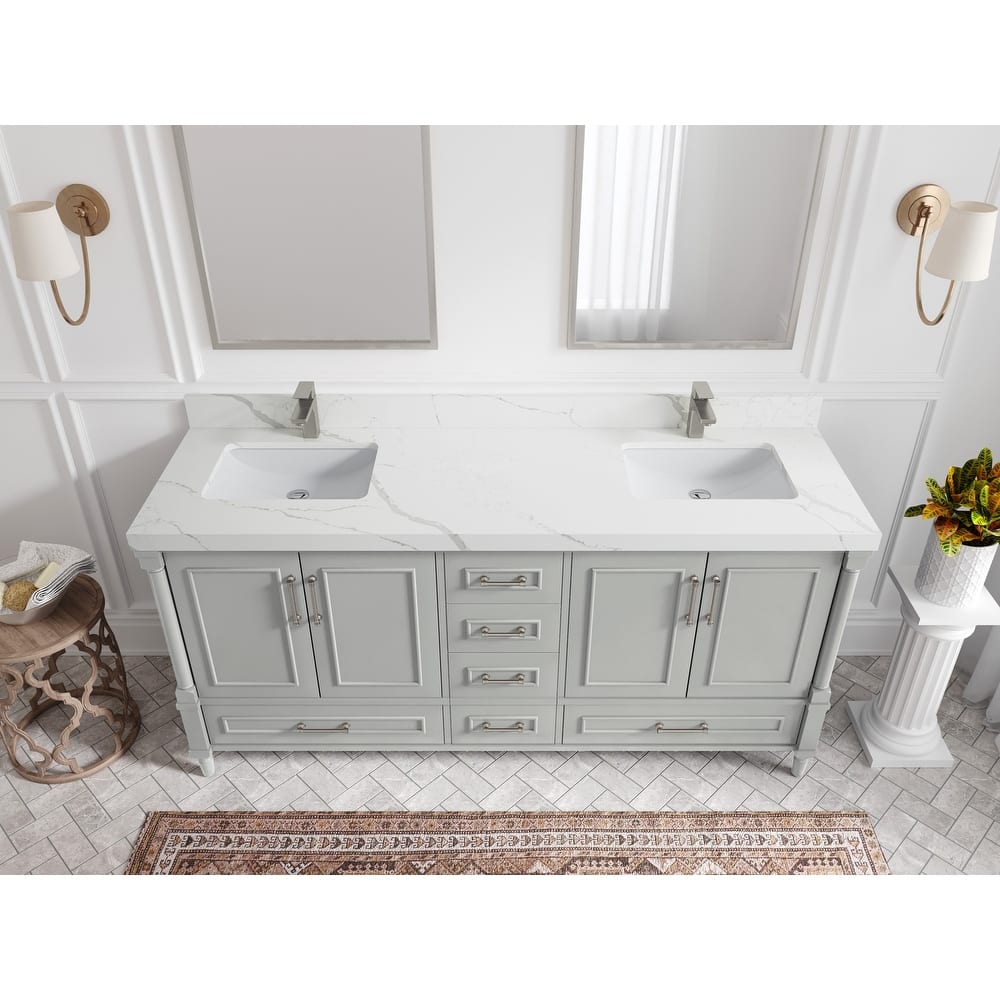 Willow Collections 72 in. W x 22 in. D Aberdeen Double Sink Bathroom Vanity with Countertops