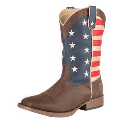 Roper Western Boots Mens American Patriot Brown 09-020-1902-0380 BR