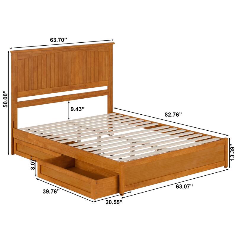 Malta Platform Bed with Panel Footboard and Storage Drawers