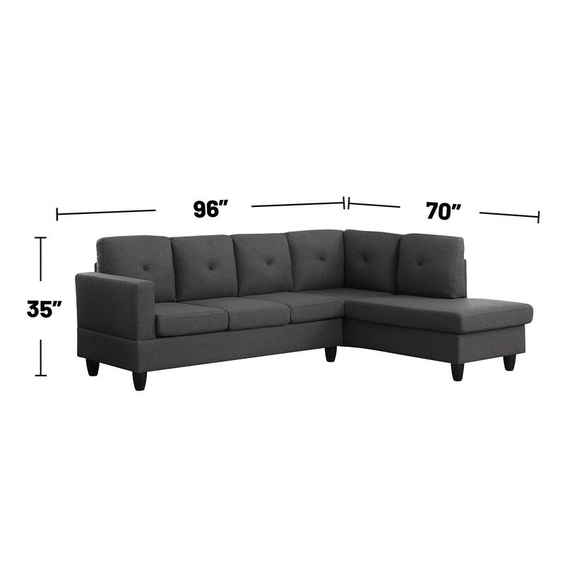 Linen Upholstered Sectional Sofa with Right Facing Chaise
