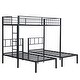 preview thumbnail 2 of 7, Sturdy Metal Triple Twin Bunk Bed with Full-Length Guard Rails and Built-in Ladder - Space-Saving Design