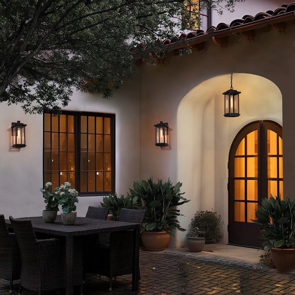Modern Farmhouse Black 1 Light Outdoor Wall Sconces Glass Patio Lantern Lights On Sale Bed Bath Beyond 25454859