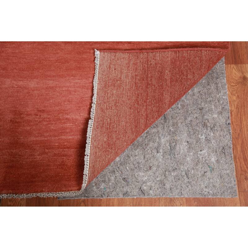 Hand Knotted Oriental 100% Wool Carpet Modern Solid Oranges & Rust Gabbeh Area Rug - 11' 10'' X 9' 1''