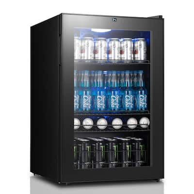 Yeego 4.6 Cu.Ft Beverage Refrigerator, Built-in or Freestanding Cooler with Glass Door, LED Light, Quiet Compressor
