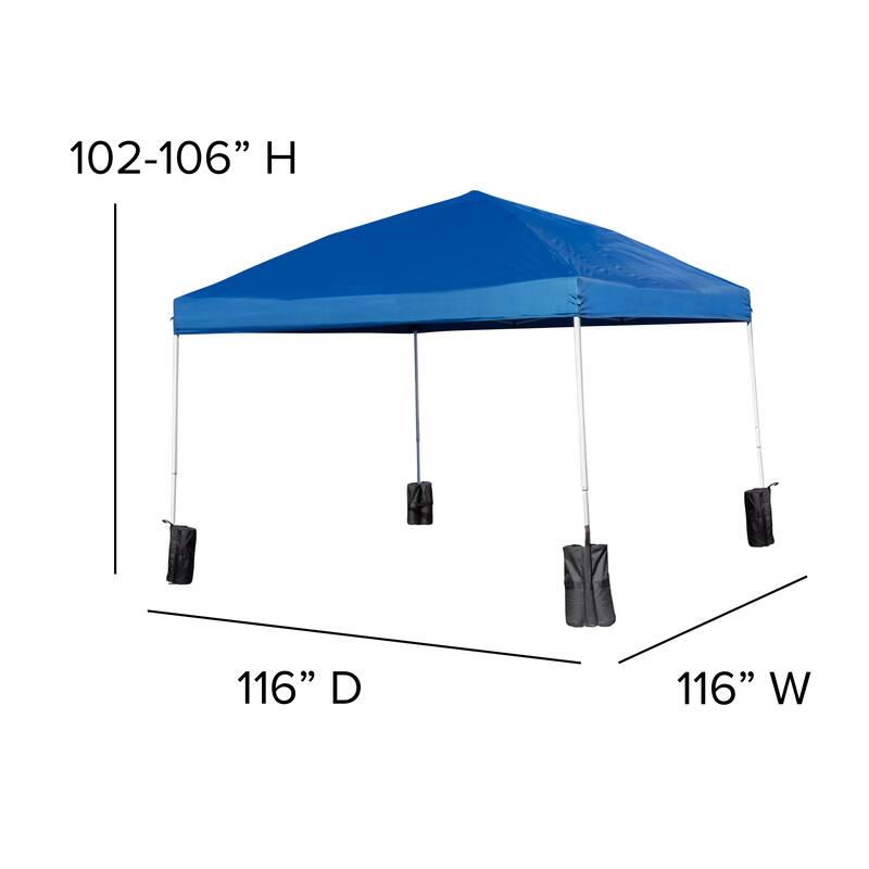 10' x 10' Pop Up Canopy, Folding Table and 4 Folding Chairs Bundle
