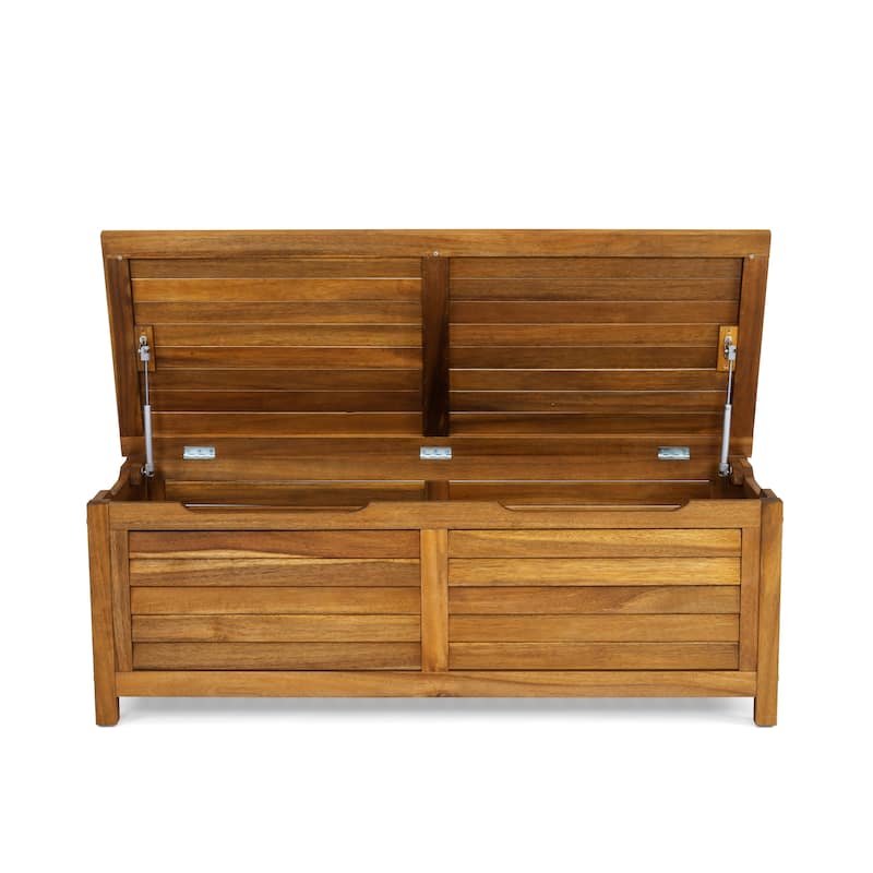 Maho Outdoor Golden Teak Storage 51" Deck Box made from Water-Resistant Acacia Wood