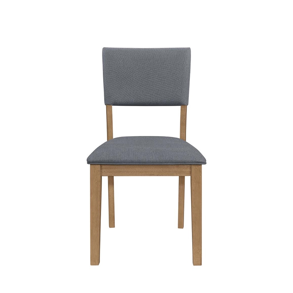 Set of 2 Blue Fabric Upholstered Dining Chairs, Brown