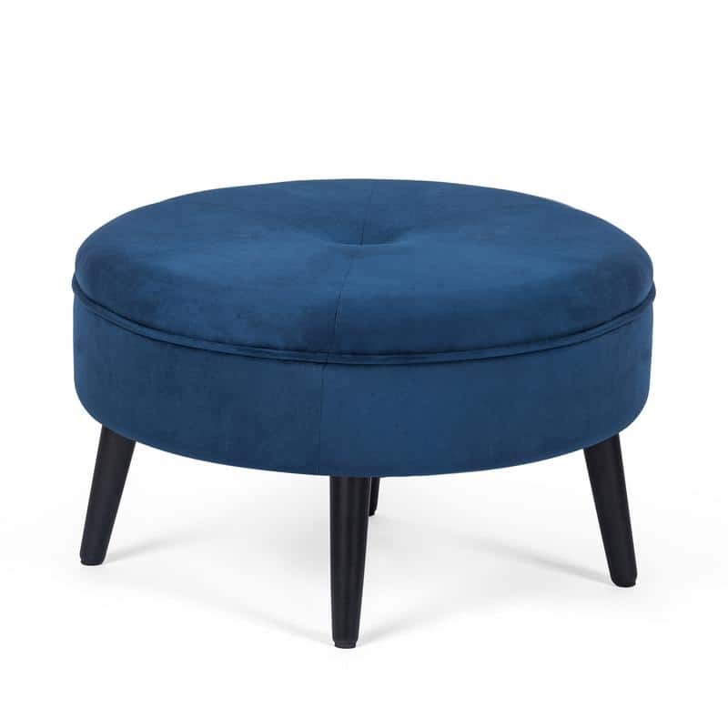 Carson Carrington Indnas Round Velvet Cocktail Coffee Table Ottoman