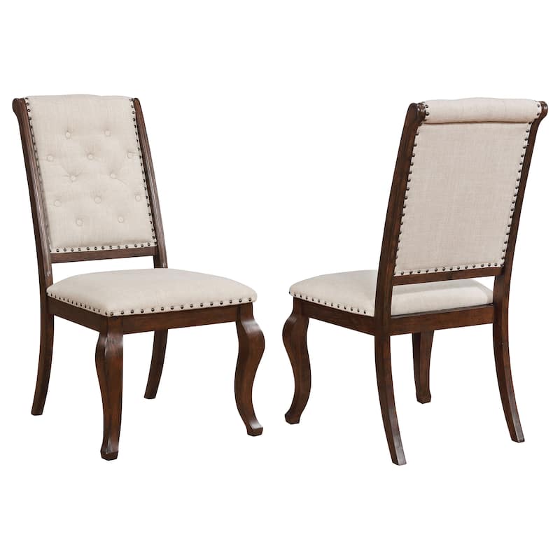 Traditional 2pc Set Dining Chair Button Tufted Design, Nailhead Accents