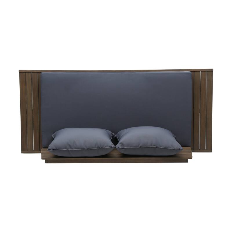 Roomfitters Outdoor Wood Loveseat with Cushions, Patio Seating Bench