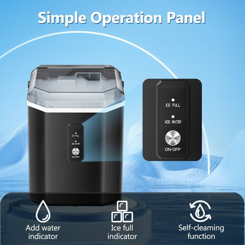 Ice Makers Countertop, Portable Ice Maker Machine with Handle, Self-Cleaning Ice Maker, Ice Scoop and Basket