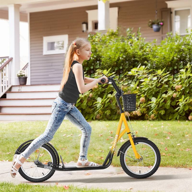 Youth Scooter Adjustable Handlebars 16" Inflatable Rubber Tires