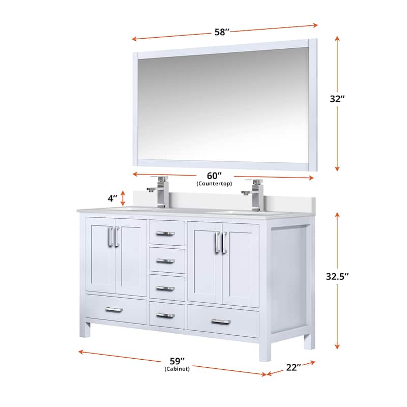 Jacques Bath Vanity, Cultured Marble Top and Mirror