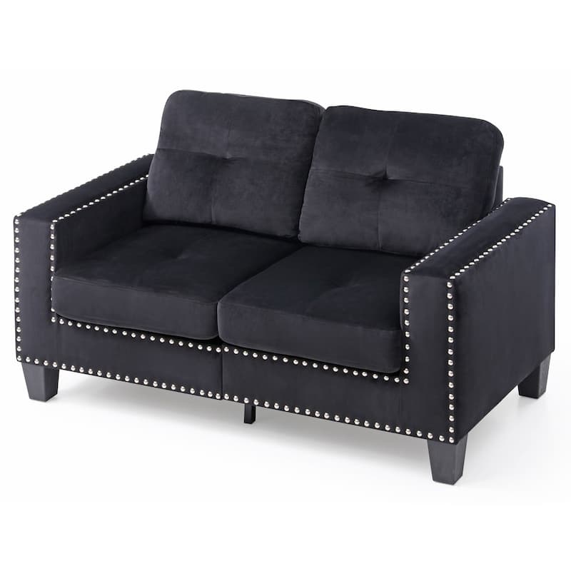 Sectional Sofa with Tufted Seat, Hard Wood Frame Living Room Sofa