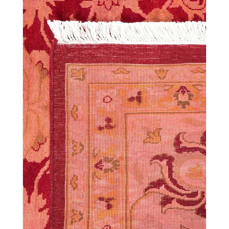 Overton Hand Knotted Wool Vintage Inspired Modern Contemporary Overdyed Red Area Rug - 10' 3" x 14' 3"