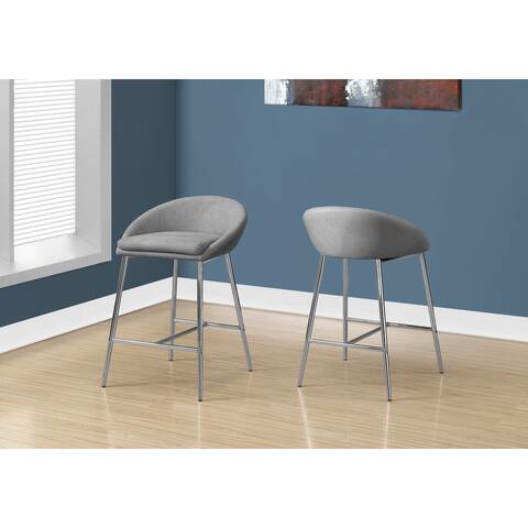 Monarch 2298 Two Piece Grey Fabric Chrome Counter Barstool