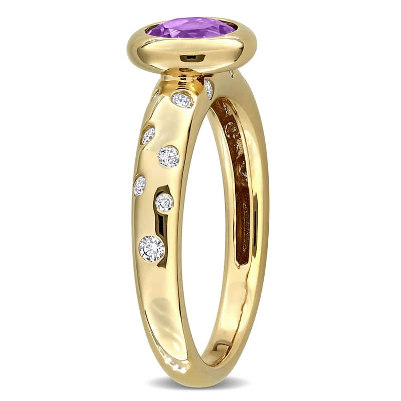 Miadora Gemstone and 1/4ct TDW Diamond Ring in 10k Yellow Gold