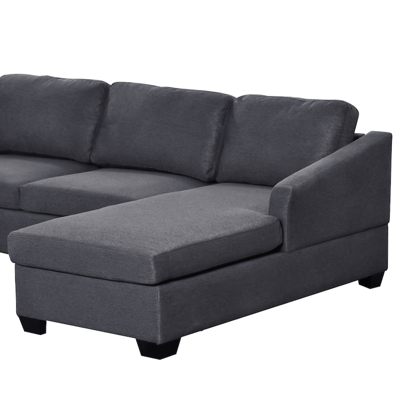 Navy Blue Breathable Fabric UShape Sectional Sofa with Double Extra