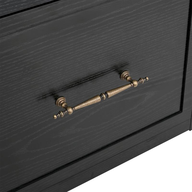 Farmhouse Hall Tree Bench with Arched Design, 8 Hooks & 3 Storage Drawers, 59" Wide Entryway Coat Rack