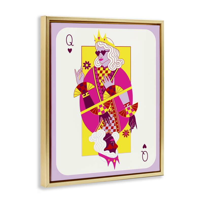 Stupell Trendy Queen Card Framed Floater Canvas Wall Art Design By Grace Popp