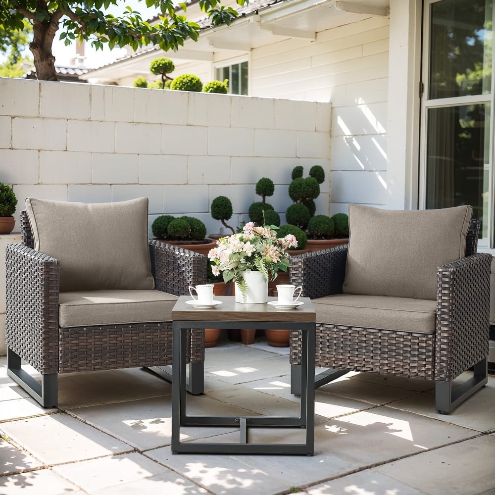Gymojoy Wicker Patio Chairs with Olefin Cushions Weather-Resistant