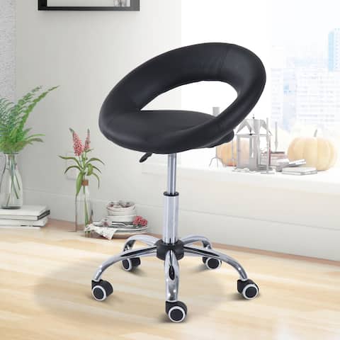 Carbon Loft Einthoven Black Hydraulic Adjustable Rolling Massage Open Back Chair - 19.67*21.16*30.71