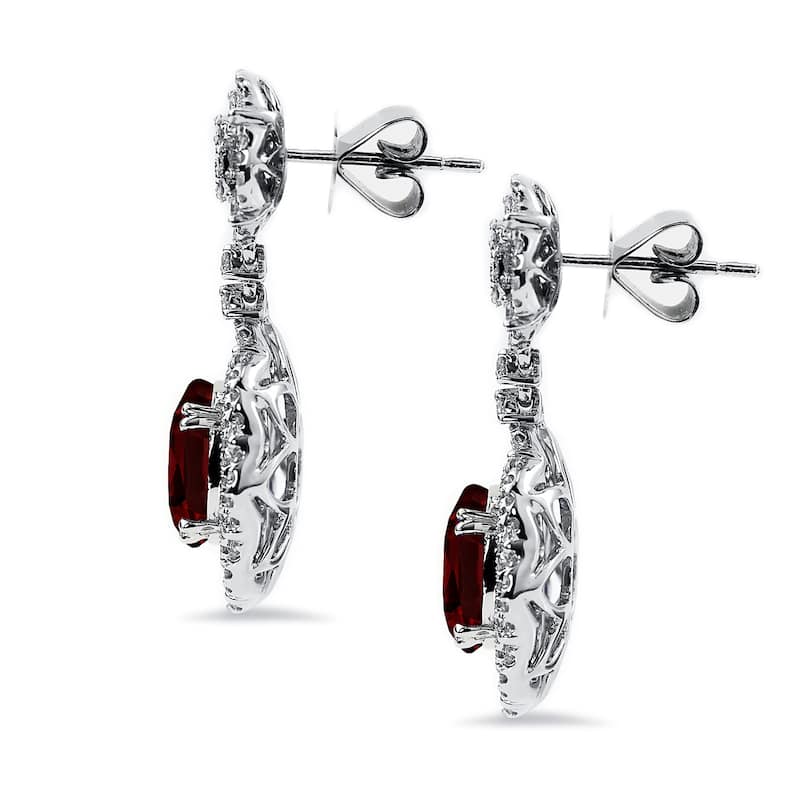 Auriya Fancy 5 5/8ct Oval-cut Garnet Gemstone and 2 5/8ctw Diamond Dangling Earrings 18K Gold