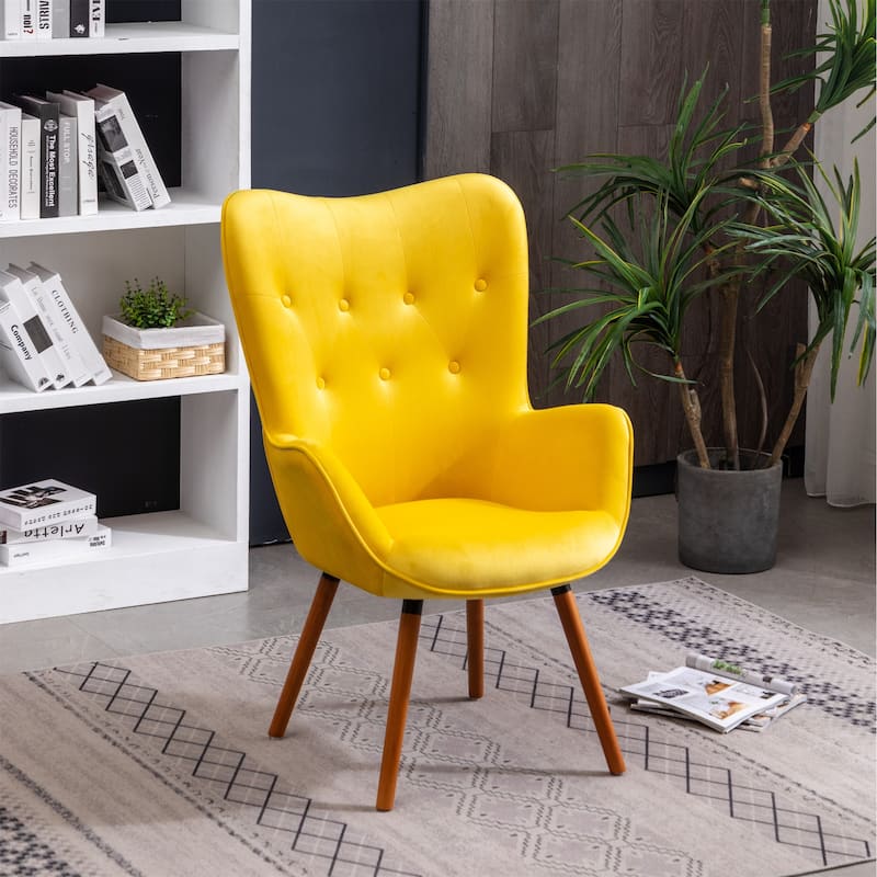 Contemporary Silky Velvet Tufted Button Back Accent Chair